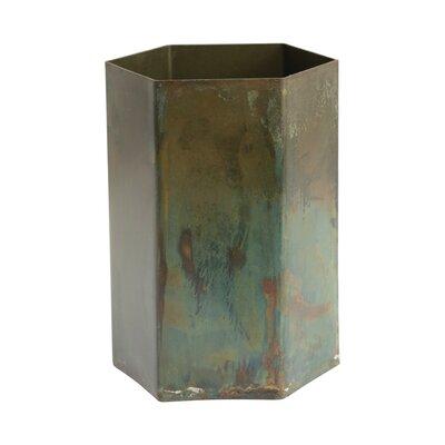 17 Stories Blakeley Iron Pot Planter Metal in Green/Yellow, Size 8.0 H x 6.0 W x 6.0 D in | Wayfair D89B386E94DC4C67A3A1259FDCFAEA5A