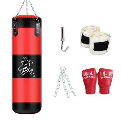 Boshen Boxing Punching Bag Training Glove Set Fabric in Black/Red, Size 31.0 H x 11.0 W x 11.0 D in | Wayfair 04ODS0007BBR
