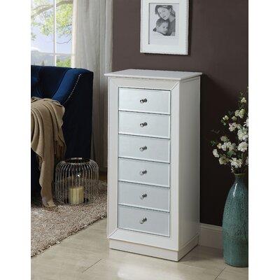 Everly Quinn Toombs Jewelry Armoire w  Mirror Solid + Manufactured Wood in White | 38 H x 18 W x 12 D in | Wayfair 258A7C7D7B3C4015BC73738D193CA5D8