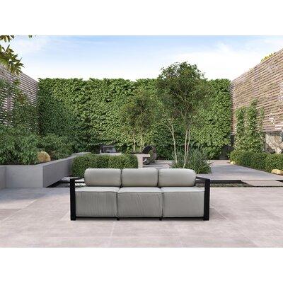 Wrought Studio™ Gruver Outdoor Patio Sofa w/ Cushions Metal/Rust - Resistant Metal in Black/Gray | 29 H x 83.5 W x 36 D in | Wayfair