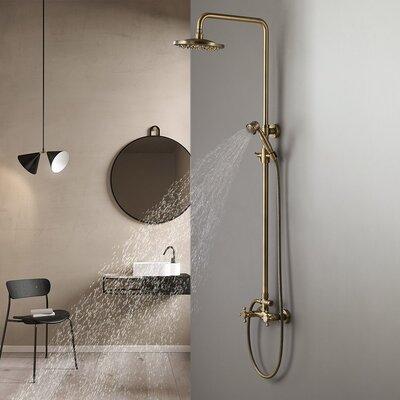 Homary Exposed Brass Round Complete Shower System in Yellow | 8.19 W in | Wayfair wf-J020266