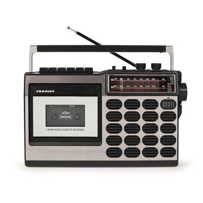 Crosley Electronics CT100 Cassette Decorative Radio in Gray, Size 7.67 H x 12.0 W x 4.13 D in | Wayfair CT100B-SI