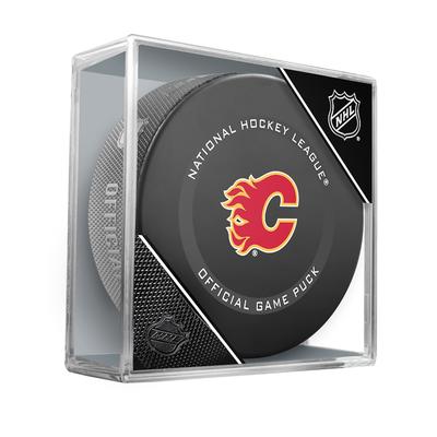 Calgary Flames Unsigned Inglasco 2021 Model Official Game Puck