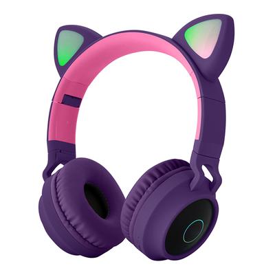Tech Zebra Wireless Headphones Purple - Purple & Fuchsia Cute Cat Bluetooth On-Ear Headphones