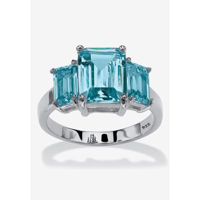 Women's Sterling Silver 3 Square Simulated Birthstone Ring by PalmBeach Jewelry in December (Size 9)