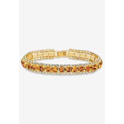 Women's Gold Tone Tennis Bracelet (10mm), Round Birthstones and Crystal, 7" by PalmBeach Jewelry in November
