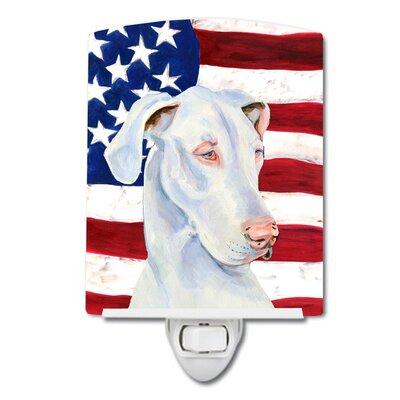 Caroline's Treasures USA American Flag w/ Fox Terrier Ceramic Night Light Ceramic in Red | 6 H x 4 W x 3 D in | Wayfair LH9026CNL