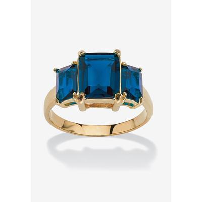 Women's Yellow Gold-Plated Simulated Emerald Cut Birthstone Ring by PalmBeach Jewelry in September (Size 8)