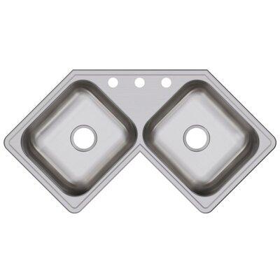 Elkay Dayton 32  L x 32  W Double Basin Drop-In Kitchen Sink Stainless Steel in Gray | 7 H x 31.875 W x 31.88 D in | Wayfair DE217324