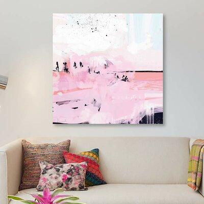 East Urban Home 'Peach Beach' Graphic Art Print on Canvas Canvas, Cotton in Black/Blue/Pink | 12 H x 12 W x 0.75 D in | Wayfair