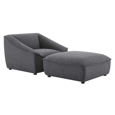 Armchair - Latitude Run® Plageman 37.5" Wide Armchair & Ottoman Polyester/Fabric in Gray, Size 28.5 H x 37.5 W x 80.0 D in | Wayfair