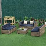 Patio Set - Outsunny 7 Piece Rattan Seating Group w/ Cushions, Size 63