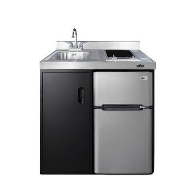 Summit Appliance All-in-One Kitchenette 3.2 cu. ft. Freestanding Mini Fridge w/ Freezer Stainless Steel in Black/Gray | Wayfair CK36ELGLASS