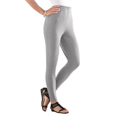 Plus Size Women's Ankle-Length Essential Stretch Legging by Roaman's in Heather Grey (Size 5X) Activewear Workout Yoga Pants