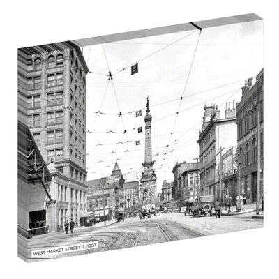 Ebern Designs West Market Street, Historic Indianapolis - Wrapped Canvas Photograph Print Canvas, in Black/White | 20 H x 24 W x 1.5 D in | Wayfair