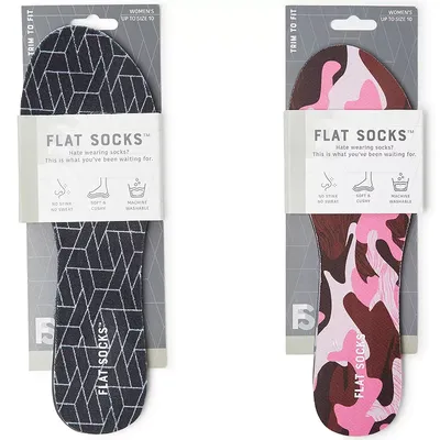 Flat Socks Printed 2-Pack, Men's, Green