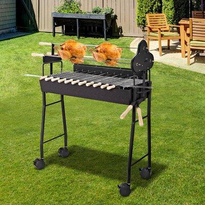 Outsunny 30" 2 in 1 Portable Rotisserie Barrel Charcoal Grill Stainless Steel in Black/Gray | 43.25 H x 29.5 W x 37.5 D in | Wayfair 01-0567