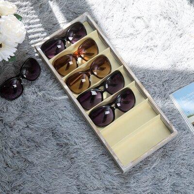 Gracie Oaks Kharbanda 7 Compartment Wooden Sunglasses Display Case Wood in Brown/White | 1.87 H x 7.08 W x 16.92 D in | Wayfair