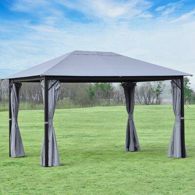 Outsunny 13' X 10' Outdoor Patio Gazebo Canopy w/ PA Coated Polyester Roof, Steel/Aluminum Frame, & Sidewalls, Grey Metal/Soft-top | Wayfair