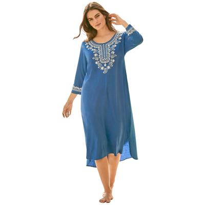 Plus Size Women's Embroidered Cover Up by Swim 365 in Electric Iris (Size 30/32)
