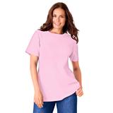 Plus Size Women's Thermal Short-Sleeve Satin-Trim Tee by Woman Within in Pink (Size 1X) Shirt