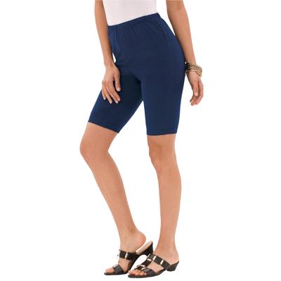 Plus Size Women's Essential Stretch Bike Short by Roaman's in Navy (Size M) Cycle Gym Workout