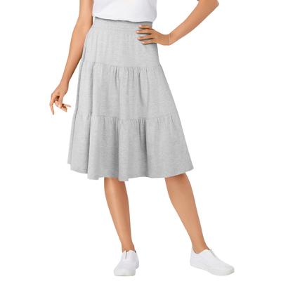 Plus Size Women's Jersey Knit Tiered Skirt by Woman Within in Heather Grey (Size 22/24)