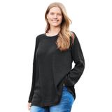 Plus Size Women's Washed Thermal Raglan Sweatshirt by Woman Within in Black (Size 14/16)