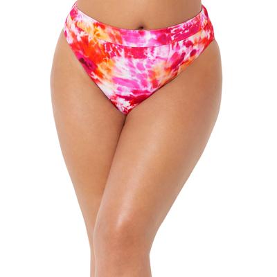 Plus Size Women's High Leg Swim Brief by Swimsuits For All in Orange Tie Dye (Size 18)