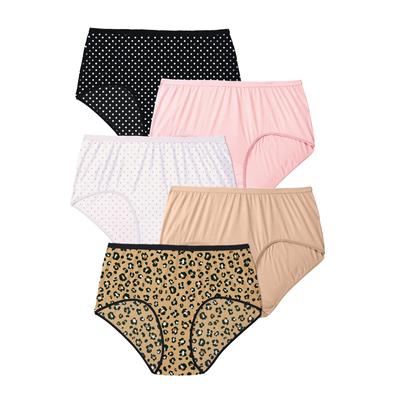 Plus Size Women's Pure Cotton Brief 5-Pack by Comfort Choice in Polka Dot Pack (Size 16) Underwear