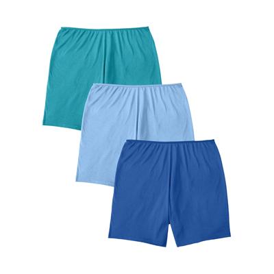 Plus Size Women's Women's Stretch Cotton Boxer-3 Pack by Comfort Choice in Vibrant Blue Pack (Size 13) Underwear