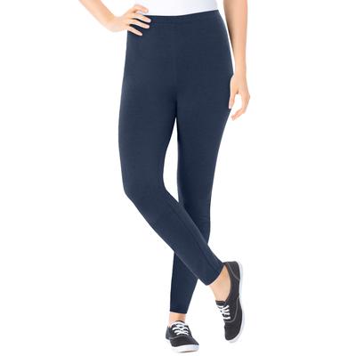 Plus Size Women's Stretch Cotton Legging by Woman Within in Heather Navy (Size 1X)