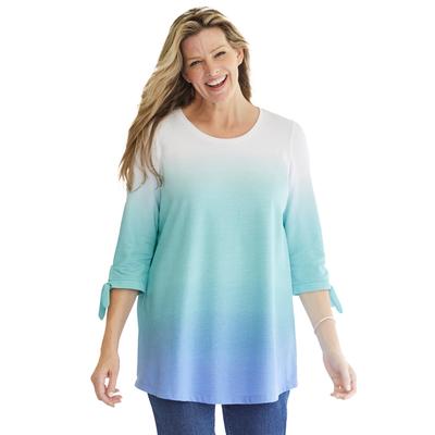 Plus Size Women's French Terry Tie-Sleeve Sweatshirt by Woman Within in Azure Ombre (Size 22/24)