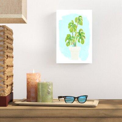 Bay Isle Home™ Colorful Monstera Plant - Wrapped Canvas Painting Canvas in Blue/Green/White | 12 H x 8 W x 1.25 D in | Wayfair