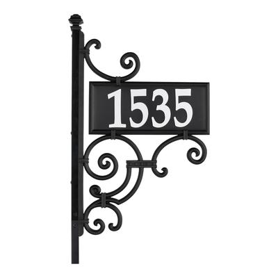 Nite Bright Ironwork Reflective Address Post Sign by Whitehall Products in Black White