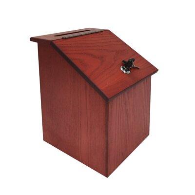 Fixturedisplays® 8.0" X 10.0" X 8.5" Wooden Ballot Box For Tabletop Or Wall, Locking Hinged Door, Side Pocket - Mahogany 19252 redPlastic | Wayfair