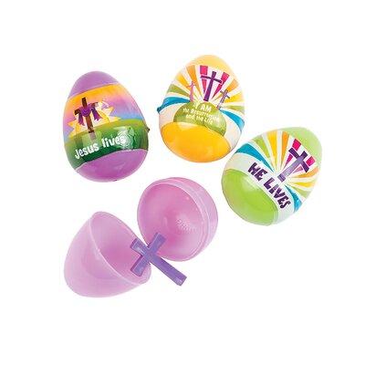 The Holiday Aisle® He Lives Cross-Filled Plastic Easter Eggs - 12 Pc. - Party Supplies - 12 Pieces Plastic | 2.2 H x 3.7 W x 11.1 D in | Wayfair