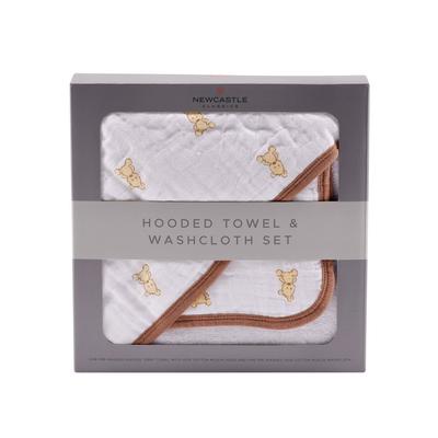 Teddy Bear Cotton Hooded Towel and Washcloth Set - Newcastle Classics 445