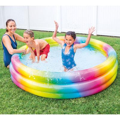 Intex kids 58449EP Rainbow Ombre 3 Ring Round Inflatable Outdoor Swimming Pool Plastic | 15 H x 66 W x 66 D in | Wayfair