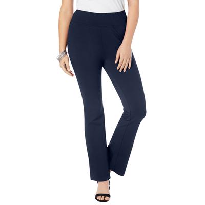 Plus Size Women's Essential Stretch Yoga Pant by Roaman's in Navy (Size 26 28) Bootcut Pull On Gym Workout