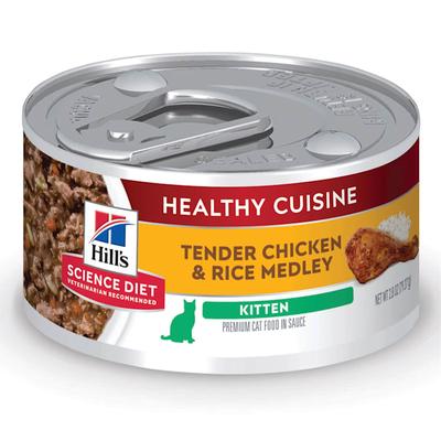 Science Diet Kitten Healthy Cuisine Tender Chicken & Rice Medley Canned Wet Cat Food, 2.8 oz.