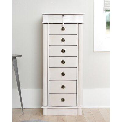 Alcott Hill® Argueta Jewelry Armoire w/ Mirror Solid + Manufactured Wood in White | 37.6 H x 15.5 W x 10 D in | Wayfair