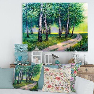 East Urban Home Summer Forest Road by the Birches - Painting on Canvas Canvas/Metal in Green | 30 H x 40 W x 1.5 D in | Wayfair