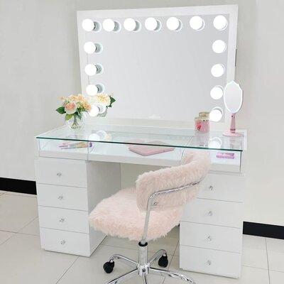 IMPRESSIONS VANITY · COMPANY Starlight Pro Vanity Mirror Magnifying Glass & Light Metal Body Hollywood Makeup Mirror 15 LED Plastic in White | Wayfair
