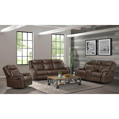 Latitude Run® 3 Piece Faux Leather Reclining Living Room Set Faux Leather in Brown, Size 41.0 H x 86.0 W x 37.0 D in | Wayfair