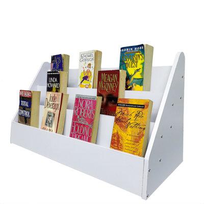 Rebrilliant Countertop Book Shelf Display, Greeting Card Rack, Step Rack for Literature, Magazines Wood in White | 14 H x 10 W x 25.8 D in | Wayfair