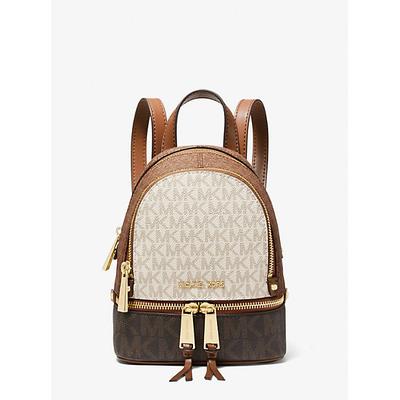 Michael Kors Rhea Mini Color-Block Logo Backpack Brown One Size