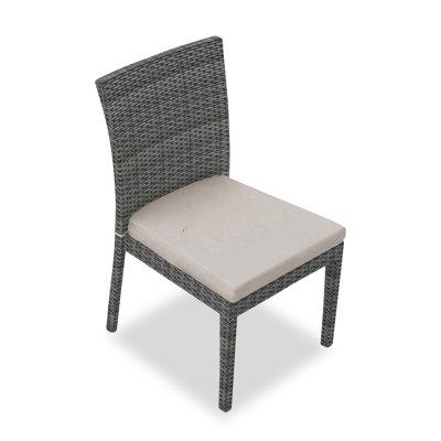 Wade Logan® Suffern Patio Dining Chair w/ Cushion Wicker/Rattan in Gray | 34.75 H x 19 W x 23.5 D in | Wayfair 5B6D910695E94888ADE9685F149ABBBC