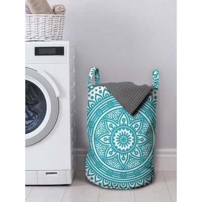 East Urban Home Ambesonne Mandala Medallion Starry Design w  Flower in Middle Laundry Bag Fabric in Blue Green | 19 H x 13 W in | Wayfair