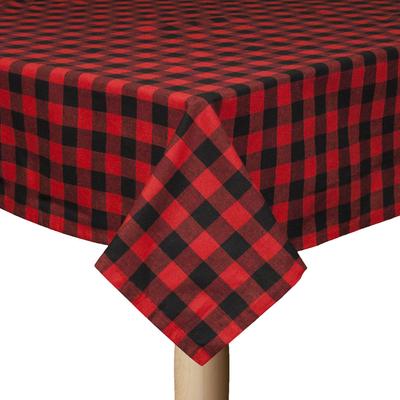 Wide Width BUFFALO CHECK TABLECLOTHS by LINTEX LINENS in Red Black (Size 60" W 84" L)
